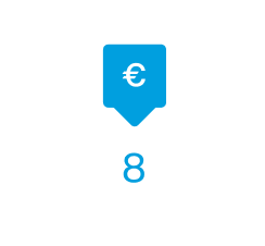 Kalenderbildschirm mit Hervorhebung des 8. Dienstags und Euro-Symbol.